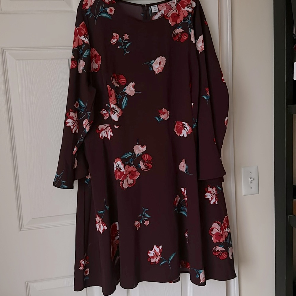 Old Navy stunning burgundy print Fit and Flare Dress